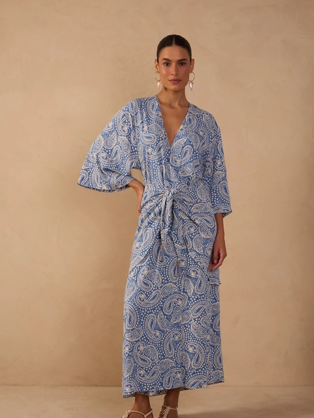 Dress To. Kimono Style Wrap Midi Dress